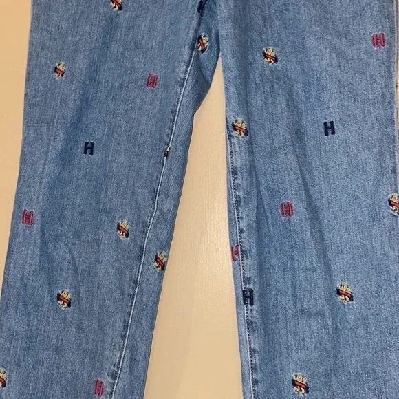 Tommy Hilfiger women’s jeans 10 cropped trend embroider blue red logo new denim - Picture 2 of 9